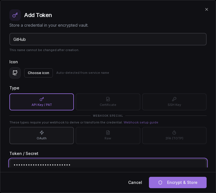 Add token dialog