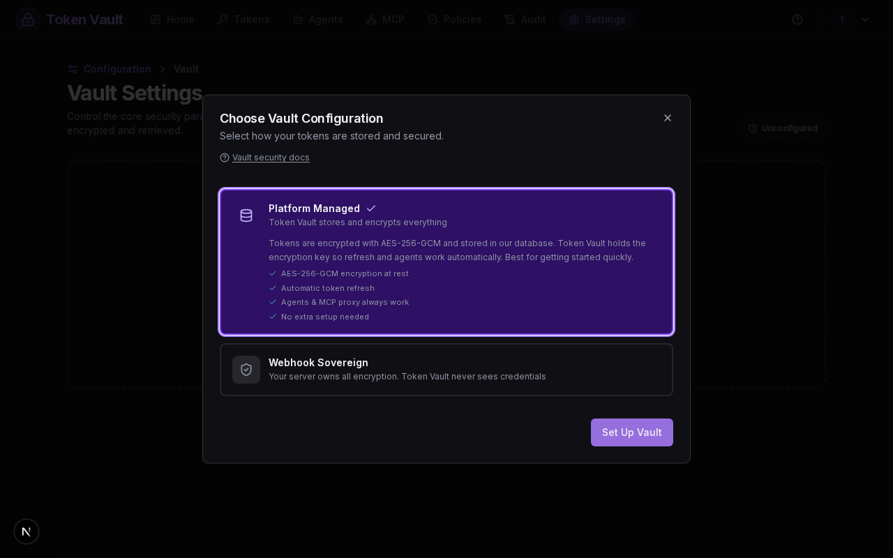 Setup wizard with Platform Managed selected